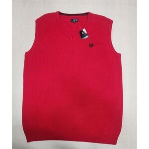 Chaps Boys Red Cotton V-Neck Sweater Vest XL 18/20 NWT